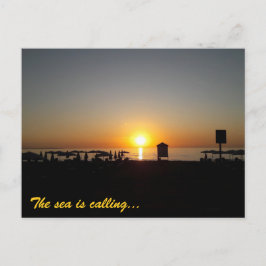 Kust Zomer Zonsondergang Silhouet Briefkaart