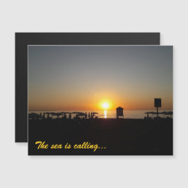 Kust Zomer Zonsondergang Silhouet Magnetische Kaar
