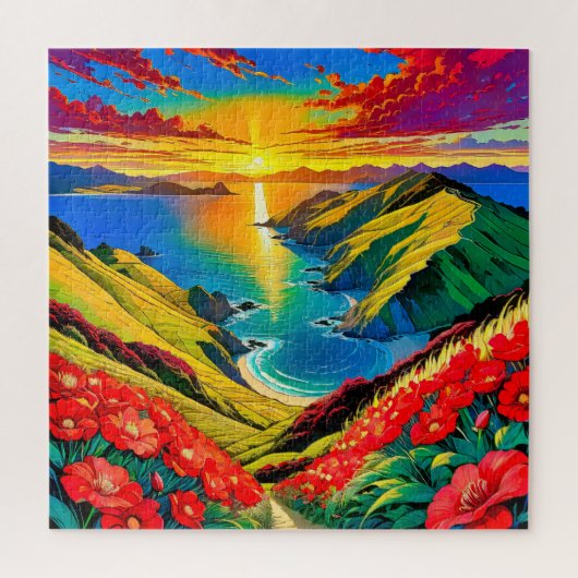 Kust Zonsondergang Pracht Legpuzzel (Verticaal)