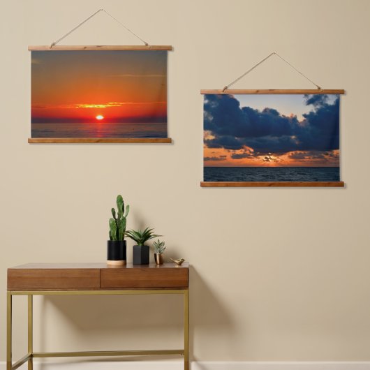 Kust zonsopgang en zonsondergang hangend wandkleed (Asymmetrisch)