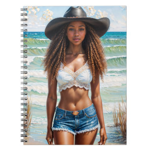 Kust Zwart Meisje Portret Kunst Notitieboek