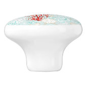 Kustachtige schildklier: mooie turkooizen rood kor keramische knop (Zijkant)