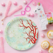 Kustachtige schildklier: mooie turkooizen rood kor papieren bordje (Feest)