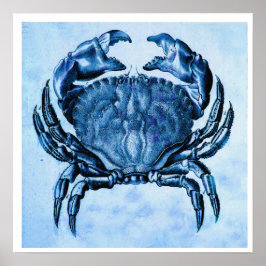 Kustafdruk —  blauwe krab poster