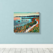 Kustafdruk Kustpad Vergerasterd Canvas afdrukken (Insitu (Houten vloer))