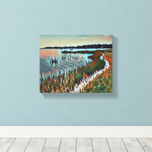 Kustafdruk Kustpad Vergerasterd Canvas afdrukken (Insitu (Houten vloer))