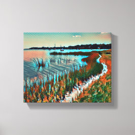 Kustafdruk Kustpad Vergerasterd Canvas afdrukken