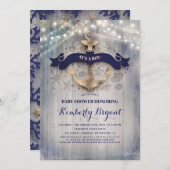 Kustanker Nautisch Golden Anker Baby shower Kaart (Voorkant / Achterkant)