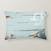 Kustaqua blauw strand hout zeesterren schelp accent kussen (Voorkant)