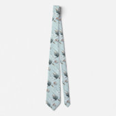 Kustaqua blauw strand hout zeesterren schelp stropdas (Voorkant)