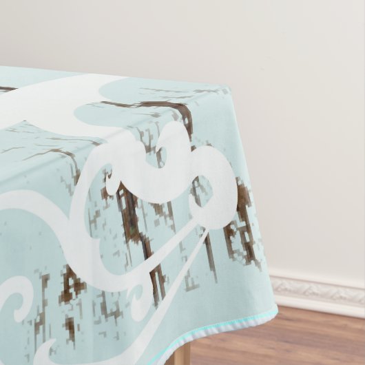 Kustaqua blauw strand hout zeesterren schelp tafelkleed (Voorbeeld)