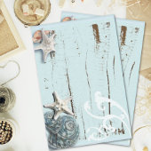 Kustaqua blauw strand hout zeesterren schelp tissuepapier