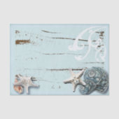 Kustaqua blauw strand hout zeesterren schelp tissuepapier (Voorkant)