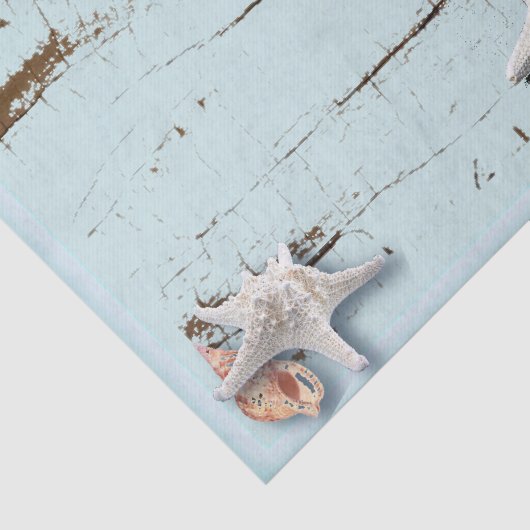 Kustaqua blauw strand hout zeesterren schelp tissuepapier (Detail)