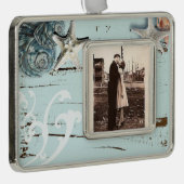 Kustaqua blauw strand hout zeesterren schelp verzilverd omlijst ornament (Rechts)