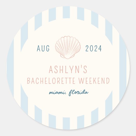 Kustbachelorette Ronde Sticker (Voorkant)