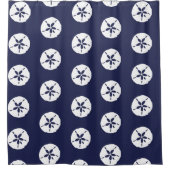 Kustbadkamer Blauw Wit Zand Dollar Zee Shell Douchegordijn (Voorkant)