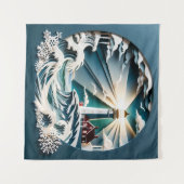 Kustbaken: Een Papercut Art Vuurtorenscène Wandkleed (Voorkant (horizontaal))