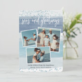 Kustband | Holiday Photo Collage Card Feestdagenkaart (Staand voorkant)