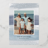 Kustband | Kerstmis met verticale foto Folie Feestdagenkaart (Voorkant)