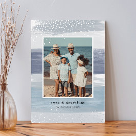 Kustband | Kerstmis met verticale foto Folie Feestdagenkaart