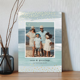 Kustband | Kerstmis met verticale foto Folie Feestdagenkaart