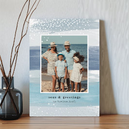 Kustband | Kerstmis met verticale foto Folie Feestdagenkaart