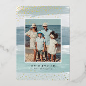 Kustband | Kerstmis met verticale foto Folie Feestdagenkaart (Voorkant)