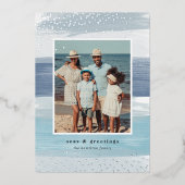 Kustband | Kerstmis met verticale foto Folie Feestdagenkaart (Voorkant)