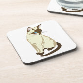 KUSTBEIGE EN BROWN CAT MET BLAUWE OGEN BIER ONDERZETTER (Linkerzijde)