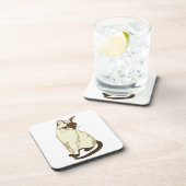KUSTBEIGE EN BROWN CAT MET BLAUWE OGEN BIER ONDERZETTER (Rechterzijde)
