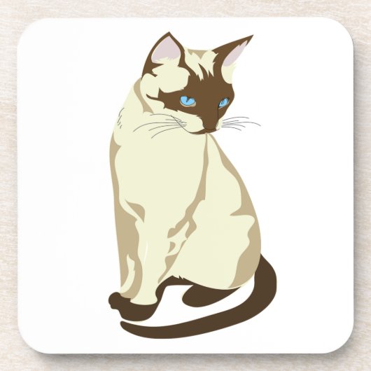KUSTBEIGE EN BROWN CAT MET BLAUWE OGEN BIER ONDERZETTER (Voorkant)
