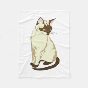 KUSTBEIGE EN BROWN CAT MET BLAUWE OGEN FLEECE DEKEN