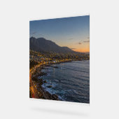 Kustberg Zonsondergang Stadslichten Canvasprint – Acryl Bord (Hoek)