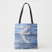 Kustbesneeuwde zilverreiger blauwe canvas tas (Voorkant)