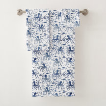 Kustblauw Aquarel Onderwater Octopuspatroon