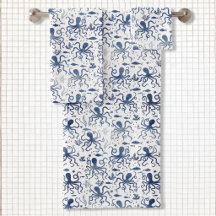 Kustblauw Aquarel Onderwater Octopuspatroon