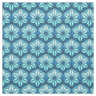 Kustblauw Asanoha Traditioneel Japans Patroon Stof