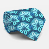 Kustblauw Asanoha Traditioneel Japans Patroon Stropdas (Opgerold)