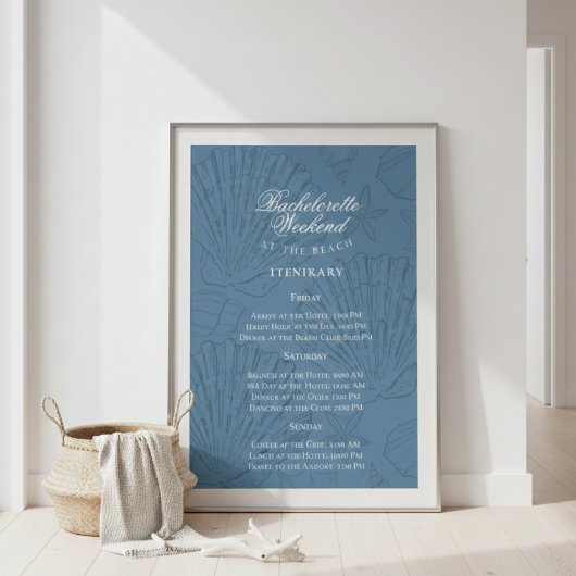 Kustblauw Bachelorette Reisplan Poster