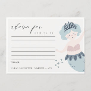 KUSTBLAUW BLAUW KLEINE MERMAID ADVICE-BABY SHOWER INFORMATIEKAARTJE