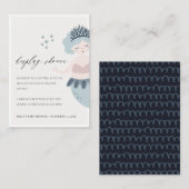 KUSTBLAUW BLAUW, KLEINE MERMAID, BABY SHOWER INFORMATIEKAARTJE (Voorkant / Achterkant)