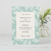 Kustblauw boho botanisch huwelijk kaart (Staand voorkant)