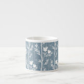 Kustblauw botanisch rustig bloemmotief silhouet espresso kop (Voorkant)