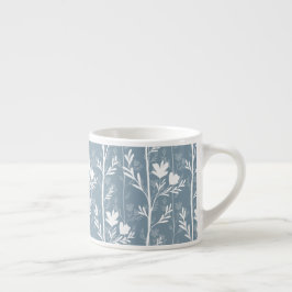 Kustblauw botanisch rustig bloemmotief silhouet espresso kop