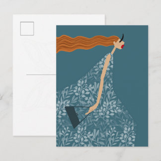 Kustblauw Chic Feminin Mode-illustratie Kunst Briefkaart