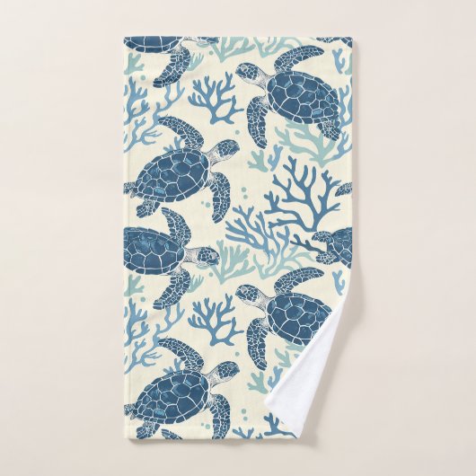 Kustblauw en crème Zee schildpadden gepersonalisee Bad Handdoek (Handdoek)