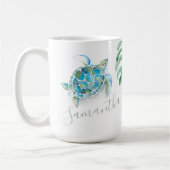 Kustblauw en groen Zee schildpad op maat Koffiemok (Links)