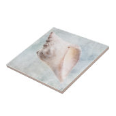 Kustblauw en peach crème Distress Shell Tegeltje (Zijkant)