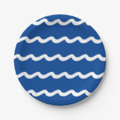 Kustblauw en wit zee golven nautisch patroon papieren bordje (Voorkant)